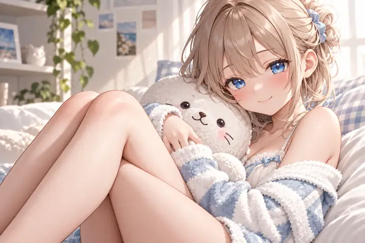 Nahansicht eines lächelnden, blauäugigen Anime-Charakters