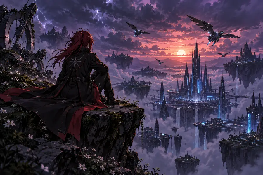 Anime character shown in a seated composition