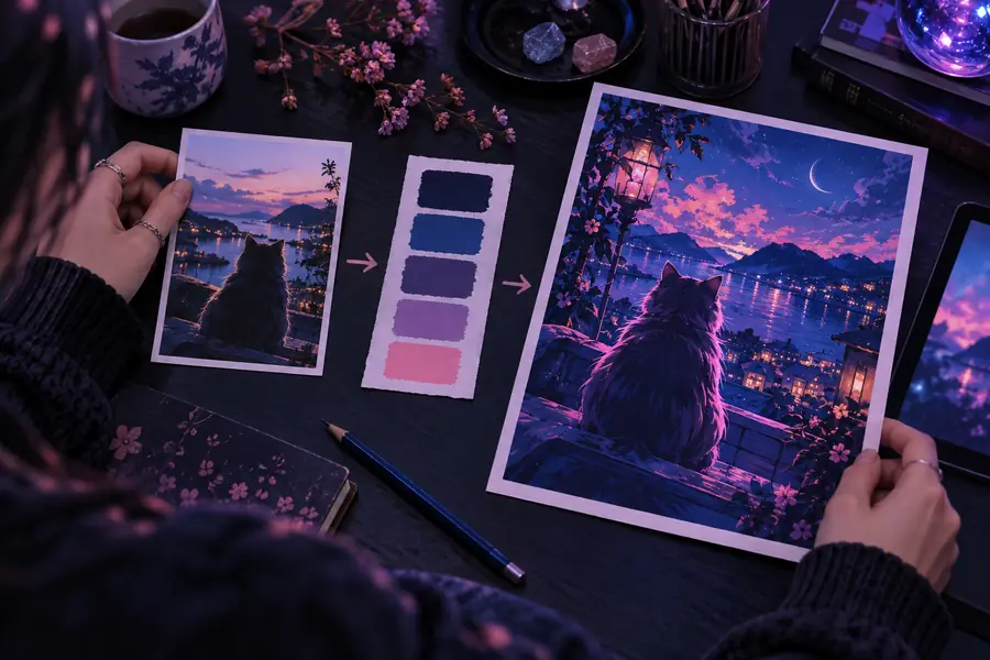 Une image d’anime affinée, avec une composition et un style plus précis