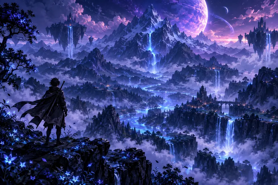 Illustrated mountain landscape shown as a broad visual reference